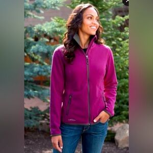 Eddie Bauer women’s medium fuchsia full zip fleece jacket.